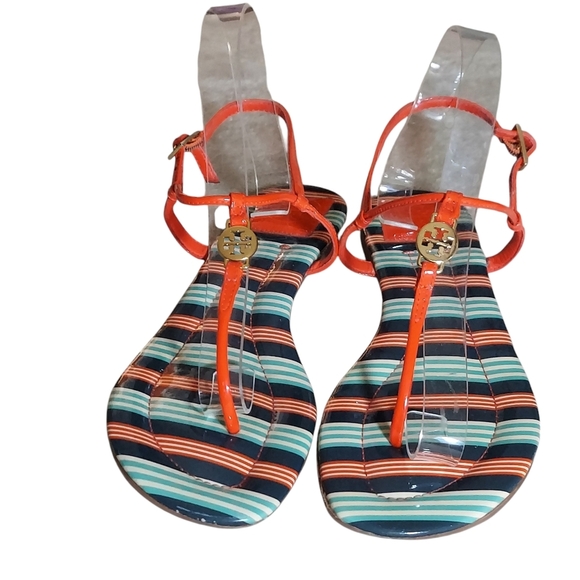 Tory Burch Emmy Habanero Pepper Stripe Cushioned Footbed Sandals - Picture 13 of 16